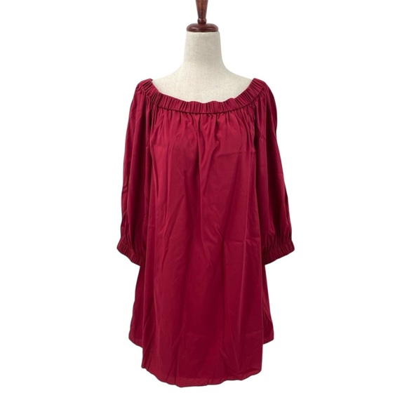Alice + Olivia Red Long Sleeve Off the Shoulder Silk Mini Dress Small - Picture 1 of 7